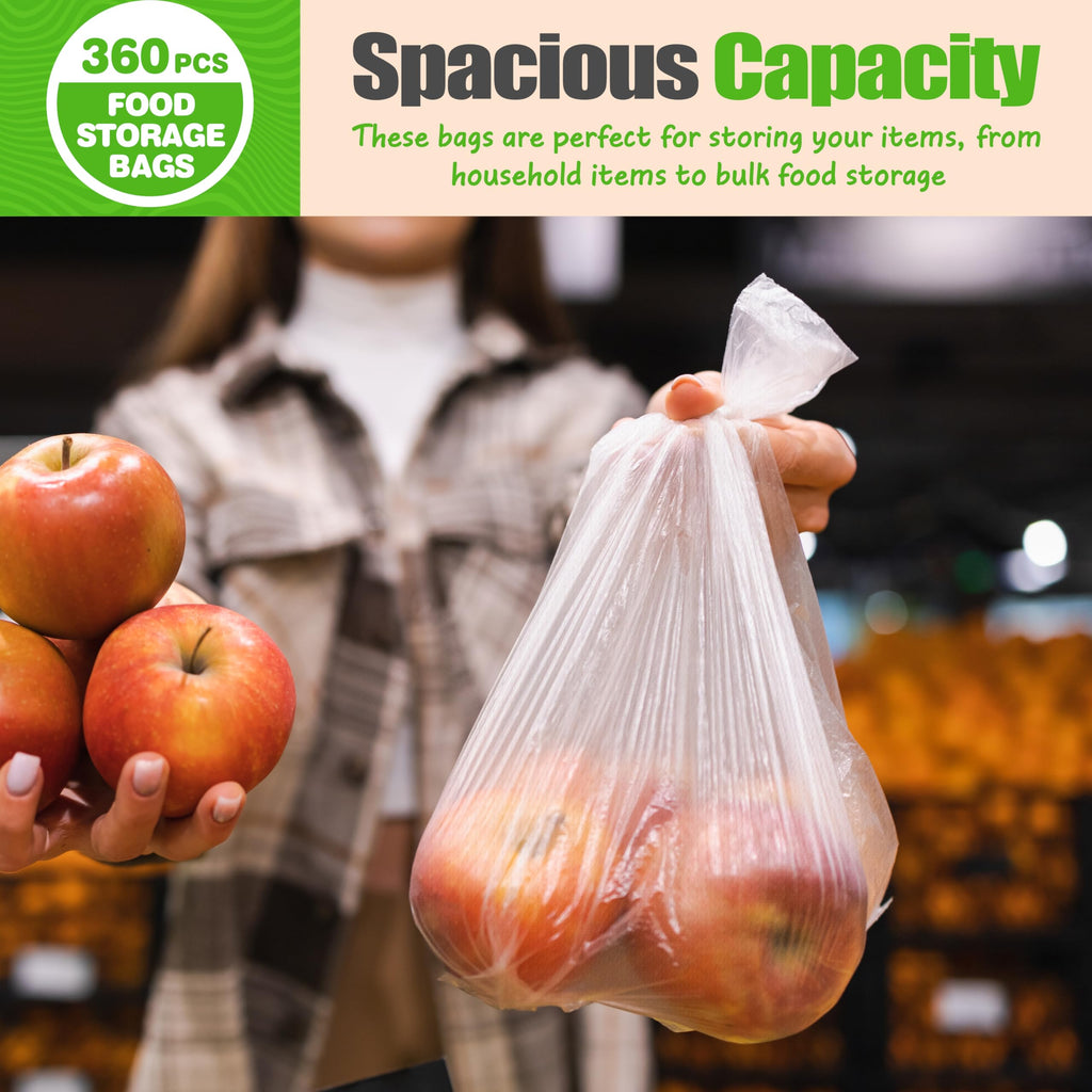 Teivio 360 Count 12" x 16" Plastic Produce Bags on A Roll, Clear Kitchen Disposable (additional view 5)