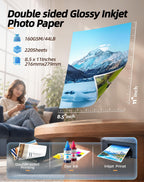 HARTWII 220Sheets Double Sided Photo Paper Glossy Brochure Flyer Paper Inkjet 8.5x11 44lb (additional view 1)