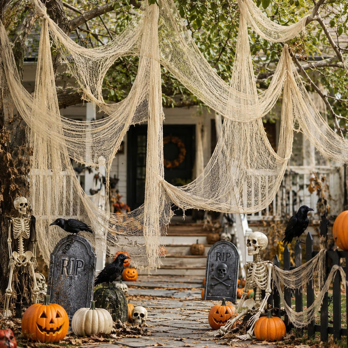 Qtisky Halloween Gauze Creepy Cloth