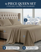 Lane Linen 100% Egyptian Cotton Ultra Soft Sheets - 42: Swiss Dot- Taupe view 1