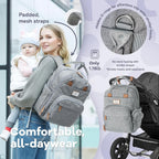 RUVALINO Baby Diaper Bag Backpack with Changing Pad, Waterproof, – XL Gray (YW168)
