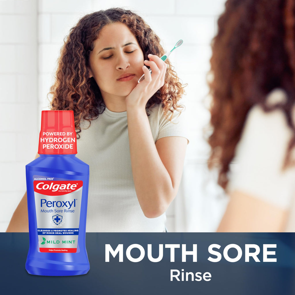 Colgate Peroxyl Antiseptic Mouth Sore Rinse, Alcohol Free, Mint, 16.9 fl oz (additional view 1)