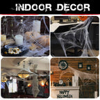 Extra Fake Spiders, Super Stretchy Cobwebs for Halloween Decor Indoor and Outdoor
