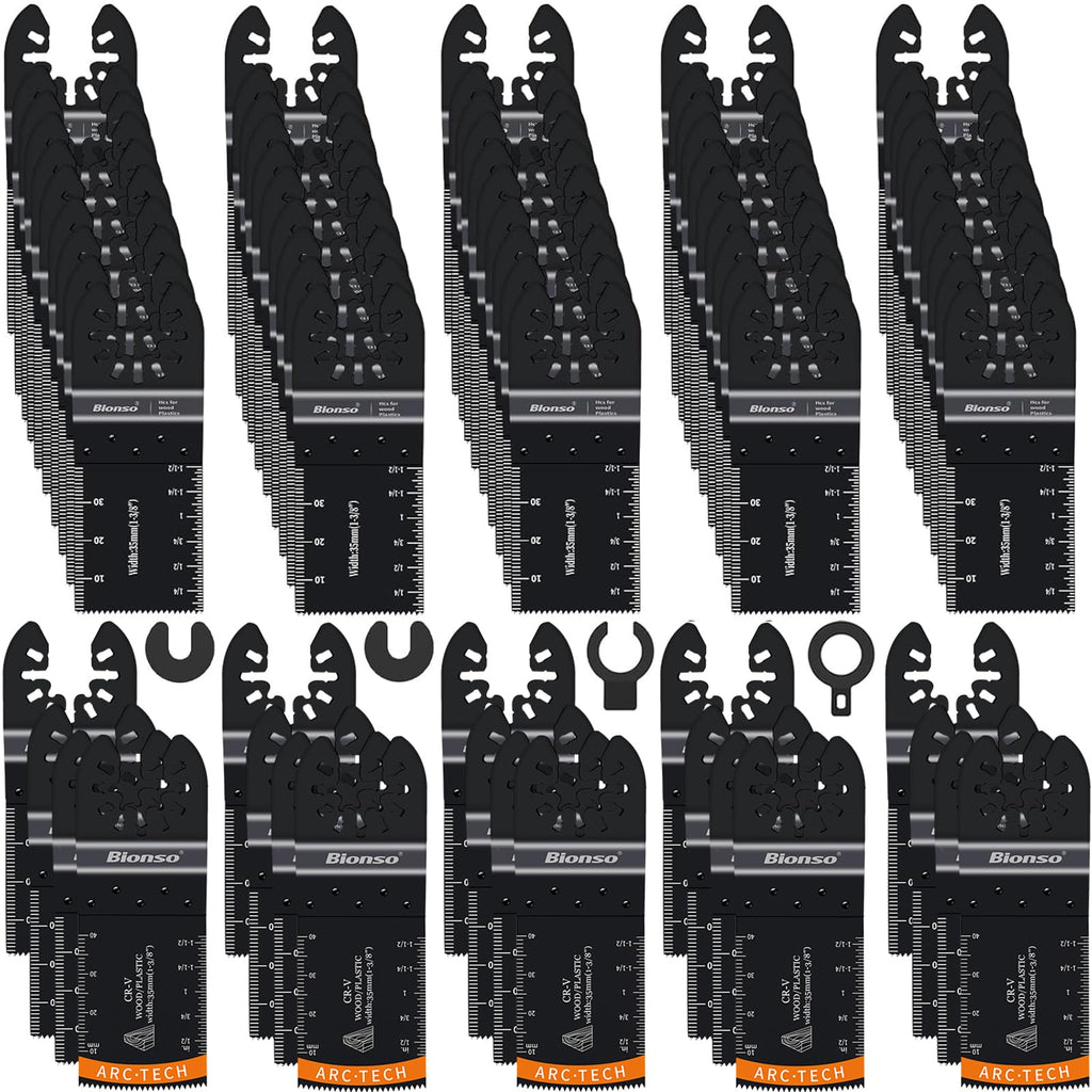 Bionso 110PCS Oscillating Tool Blade Cuts Wood, Sharp and Durable Multitool Blades, Multi Tool Blades Kits, Oscillating (Pack of 110)