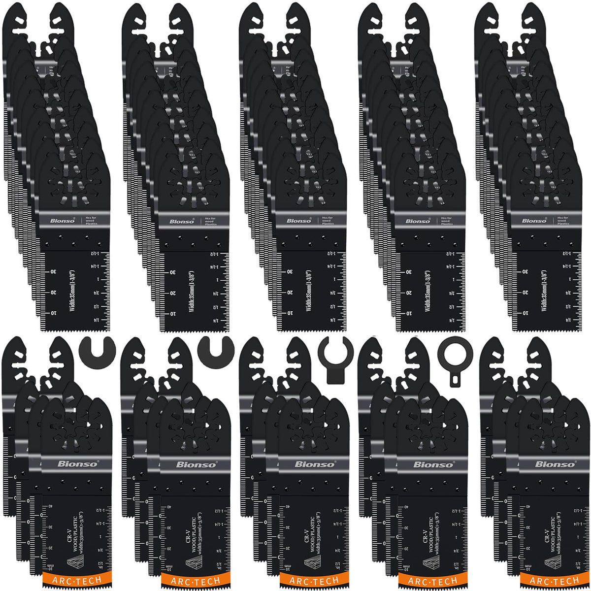 Bionso 110PCS Oscillating Tool Blade Cuts Wood, Sharp and Durable Multitool Blades, Multi Tool Blades Kits, Oscillating (Pack of 110)