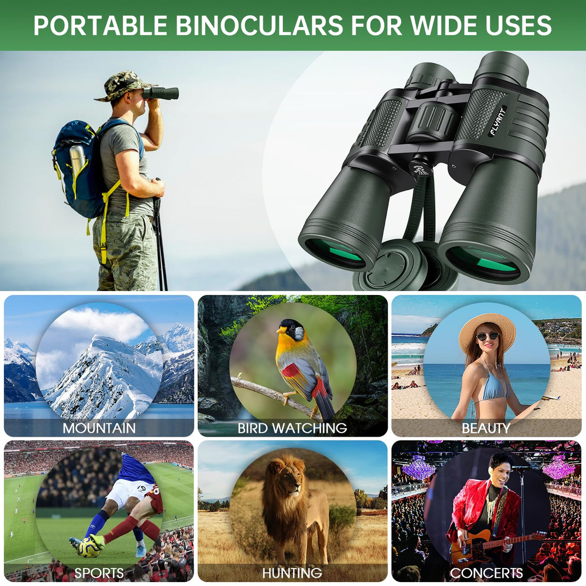 20x50 High Powered Binoculars for Adults, Waterproof Binoculars with Low Light Vision for (additional view 6)