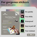 MECOLOUR Holographic Sticker Paper 8.5'' 11'' Printable Premium Rainbow Vinyl for Cricut - 20 view 2