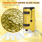 100x-250x Mini Pocket Microscope for Kids Adults - Yellow view 3