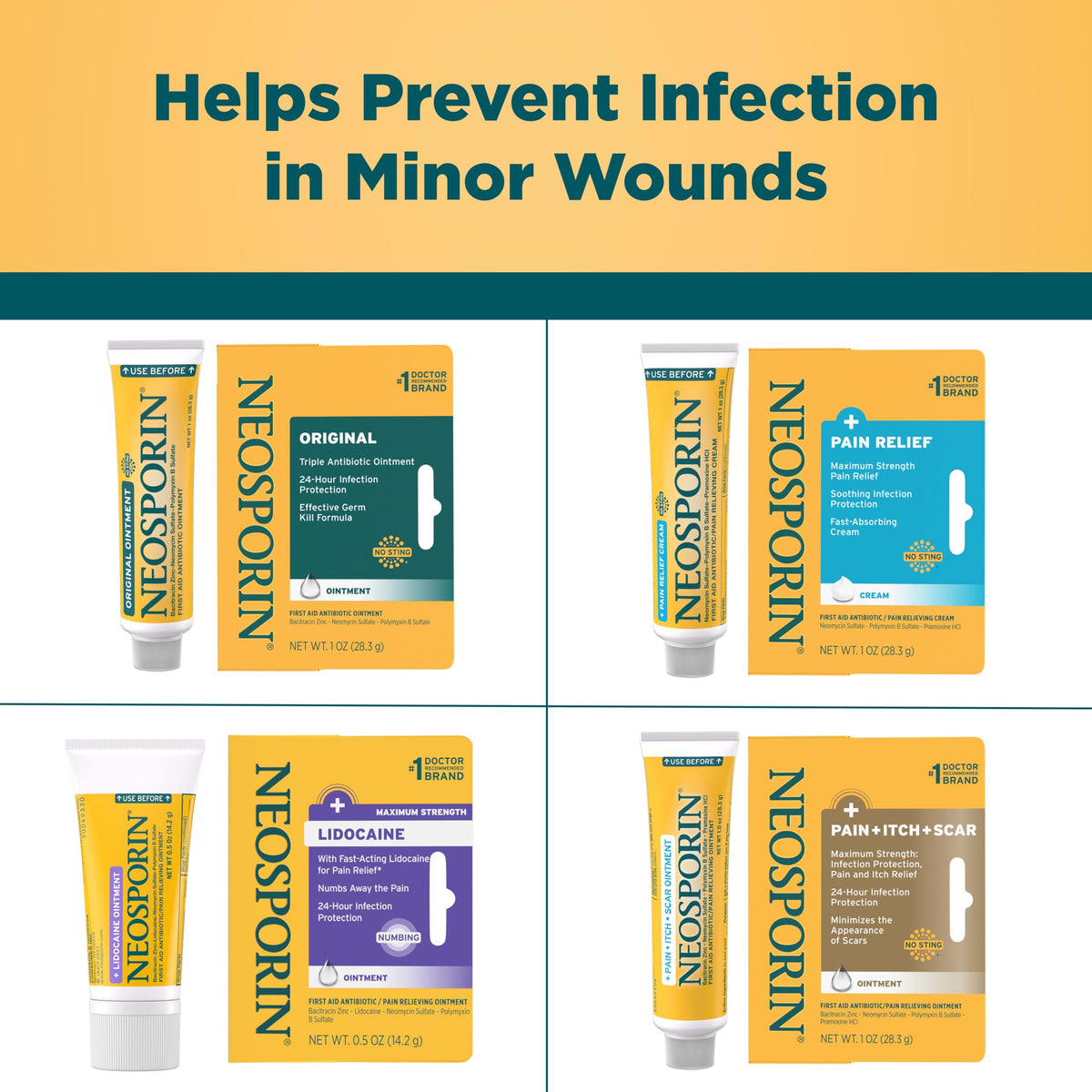 Neosporin + Lidocaine Pain Relief Triple Antibiotic Ointment, – 1 oz