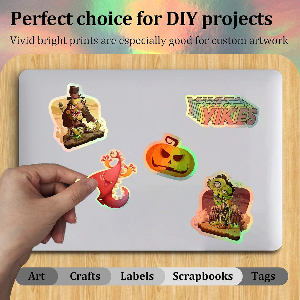 MECOLOUR Holographic Sticker Paper 8.5'' 11'' Printable Premium Rainbow Vinyl for Cricut - view 2