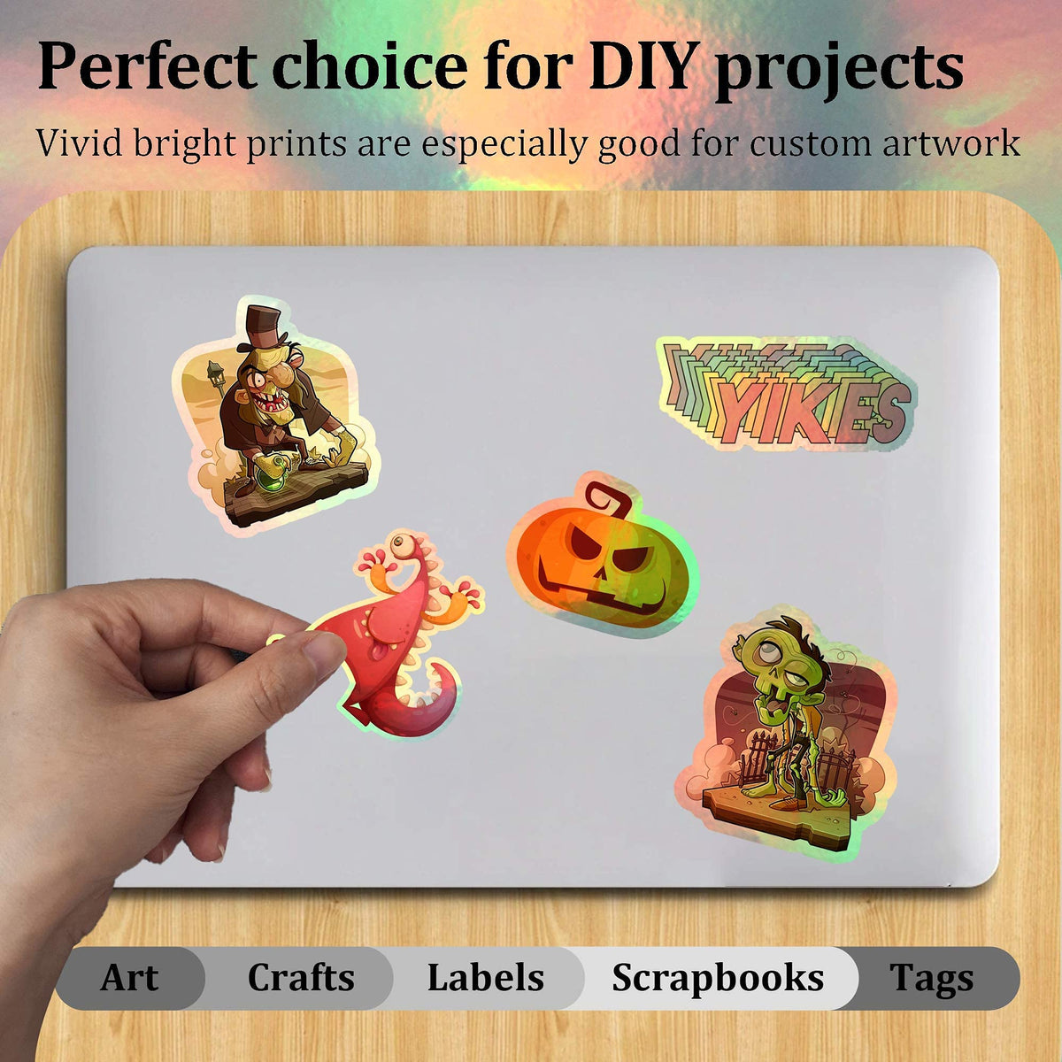 MECOLOUR Holographic Sticker Paper 8.5'' 11'' Printable Premium Rainbow Vinyl for Cricut - view 2