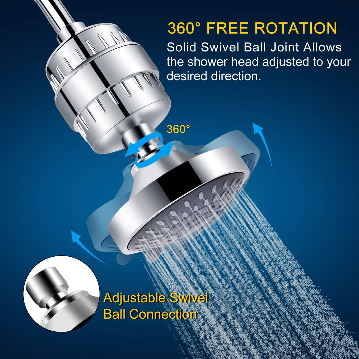 FEELSO Shower Head with Shower Filter, Filtered Shower Head for Hard Water (21651)