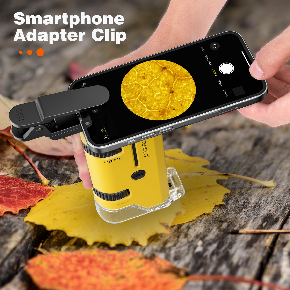 100x-250x Mini Pocket Microscope for Kids Adults - Yellow view 2