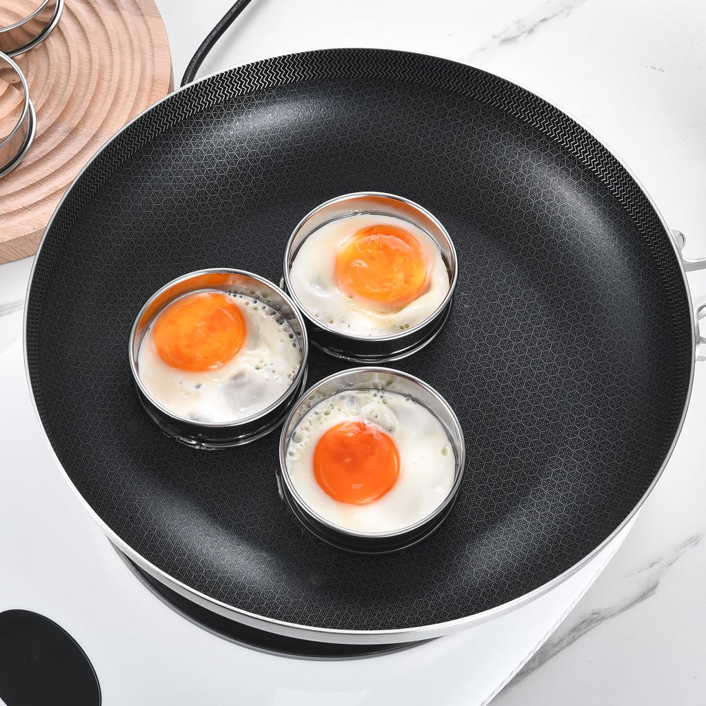 DATANYA 16Packs English Muffin Rings Crumpet Rings 4 inch Stainless Steel Double Rolled Tart Rings 4 inch & 3.15 inch (Pack of 17)