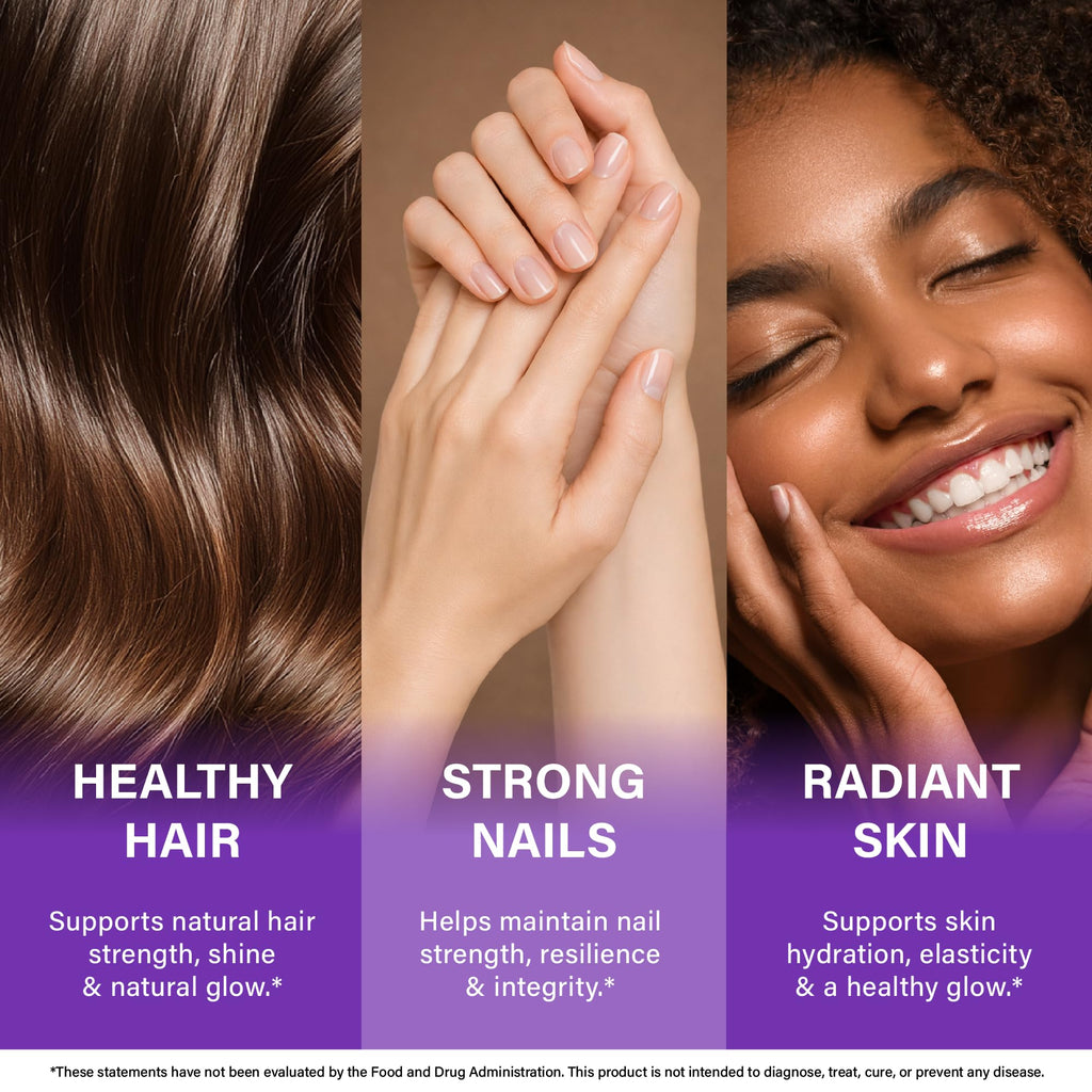 NUTRAHARMONY Biotin, Collagen, Hyaluronic Acid & Keratin - Hair Growth Support, 180 Caps