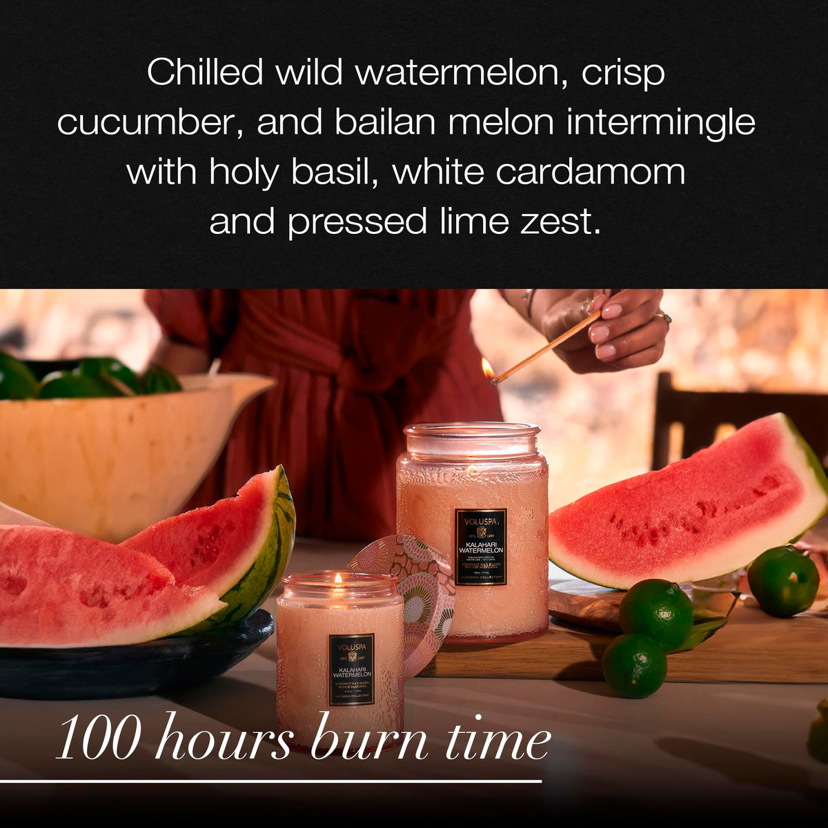 Voluspa Large Scented Candle Jar 18 Oz, 100 Hr Burn - 13 - Kalahari Watermelon view 5