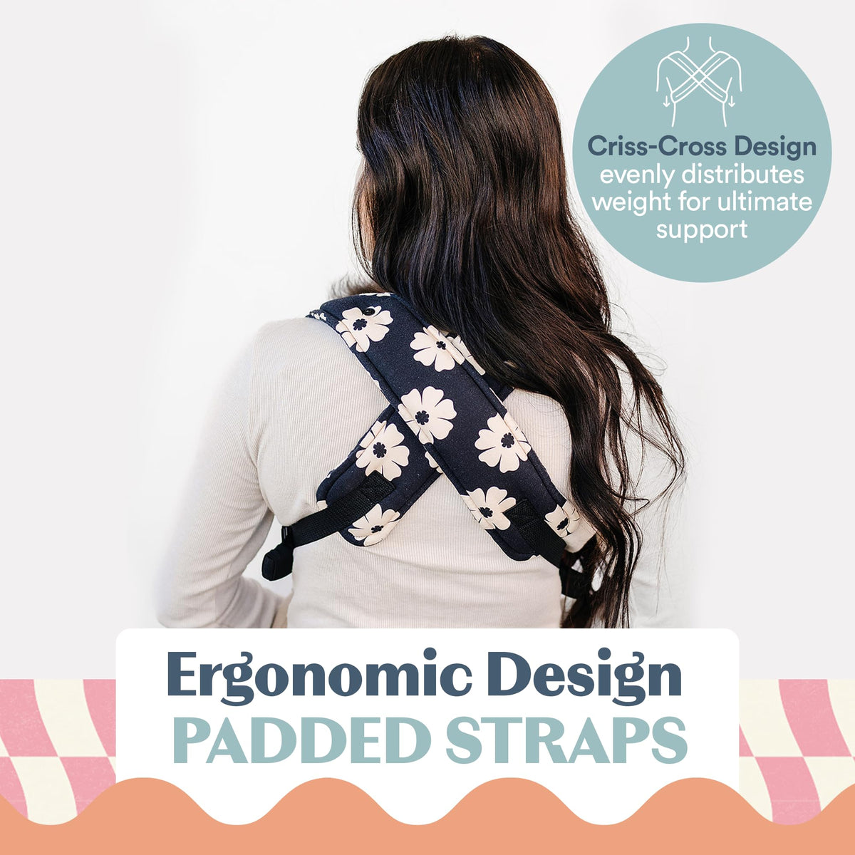 Ergonomic Hip-Healthy Baby Carrier, Front and Back Carry, 7-35 lbs - Black Floral view 5