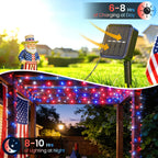 Moettany Solar String Lights Outdoor Waterproof - Red White and Blue view 1