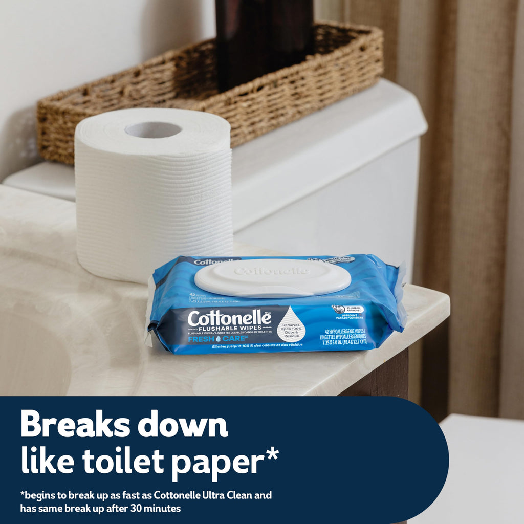 Cottonelle Fresh Feel Flushable Wet Wipes, Adult Wet Wipes, 8 Flip-Top Packs, 42 Wipes Per Pack (336 Total Wipes) (Pack of 8)