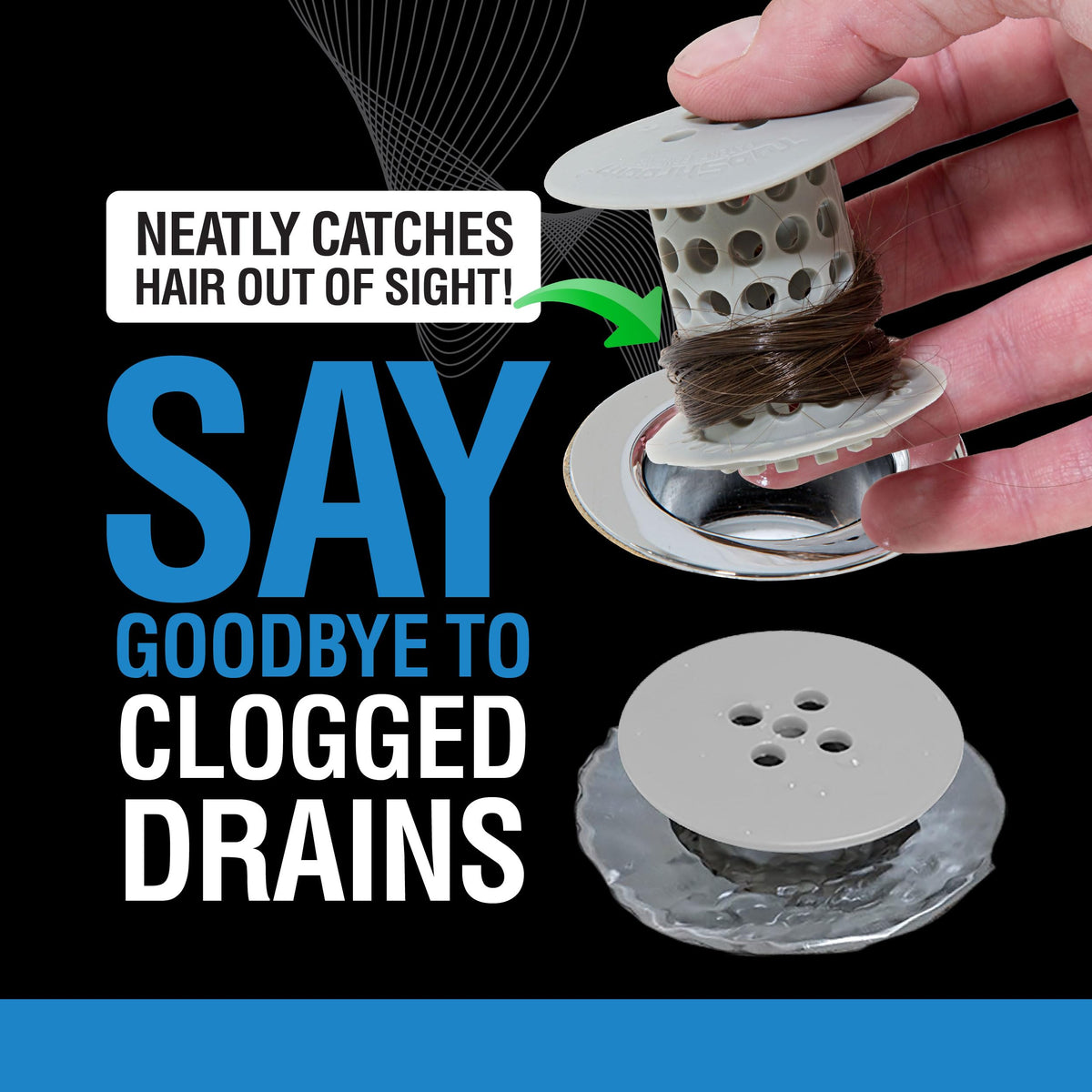 TubShroom The Revolutionary Tub Drain Protector Hair - Gray view 1