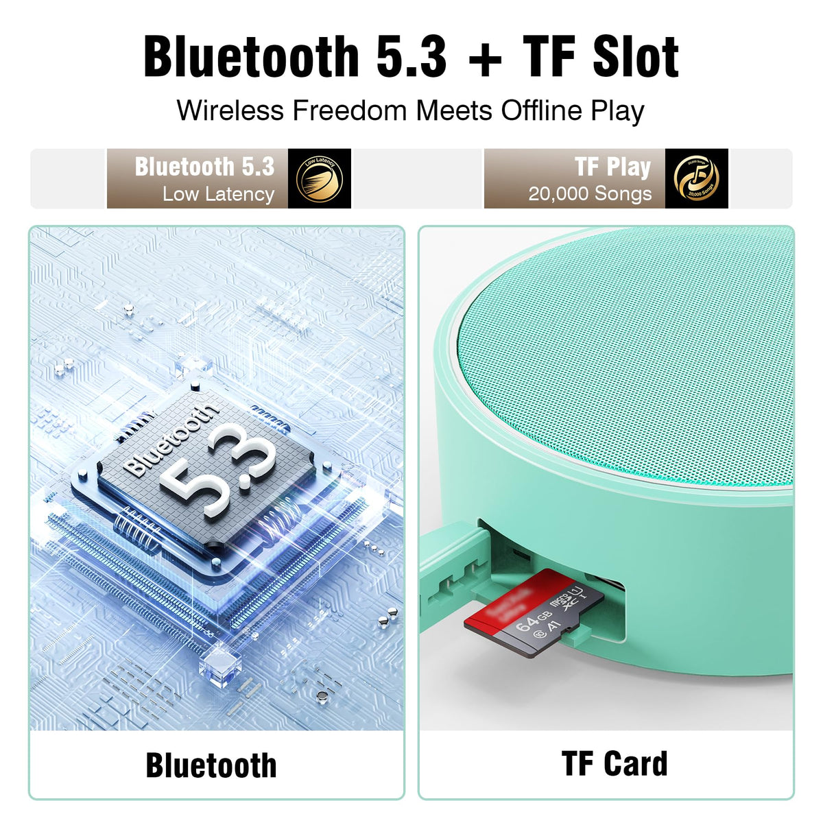 INSMY C12 IP67 Waterproof Shower Bluetooth Speakers,Portable Small Speaker - Mint view 6