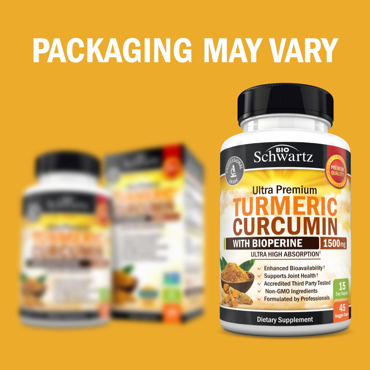 BioSchwartz Turmeric Curcumin with Black Pepper Extract 1500mg, 45 Capsules