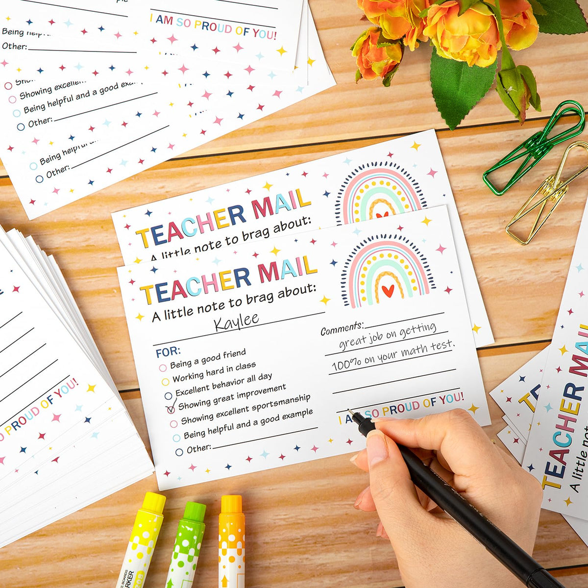 50Pcs Teacher Mail Notes to Parents - Colorful, Rainbow view 2
