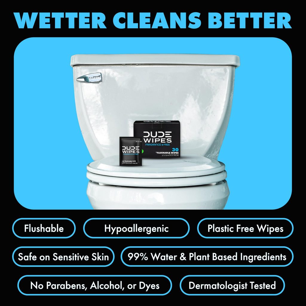 DUDE Wipes On-The-Go Unscented Adult Flushable Travel Wipes, – 60 Count (DW-30-2) (Pack of 2)