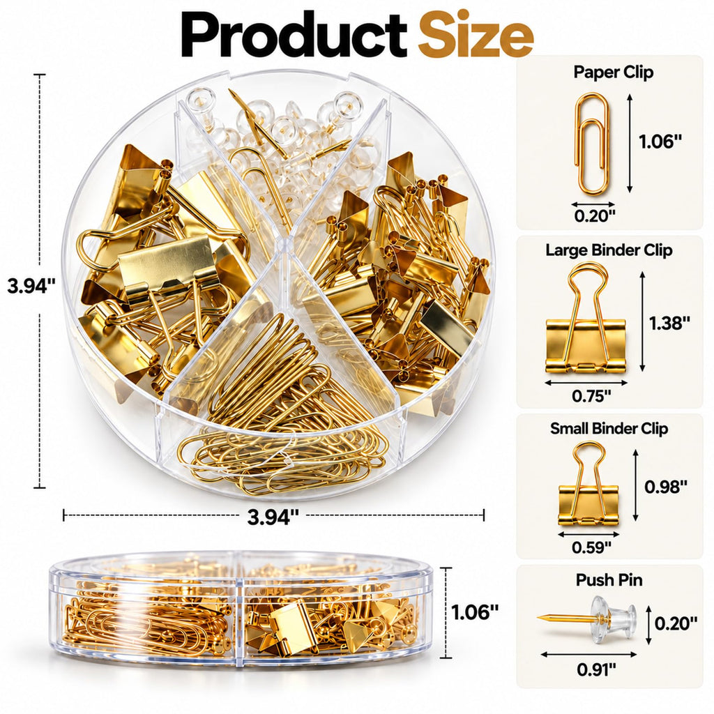 Creechwa Paper Binder and Clips - Gold / 72 / 1 Pack view 4