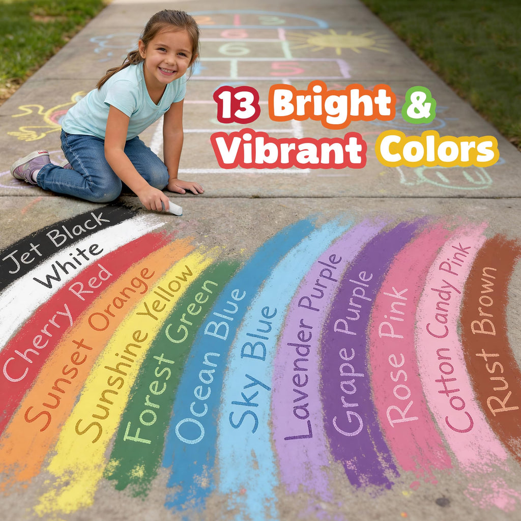 24 PCS Sidewalk Chalk for Kids - 13 Colors Chalk Bucket -Non-Toxic Washable (additional view 3)