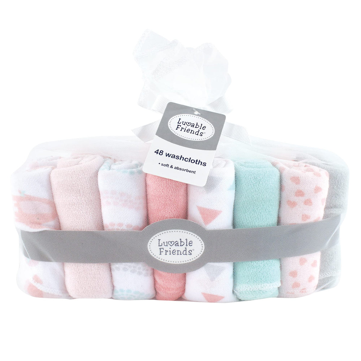 Luvable Friends Unisex Baby Cotton Rich Washcloths - Girl Basic Elephant view 1