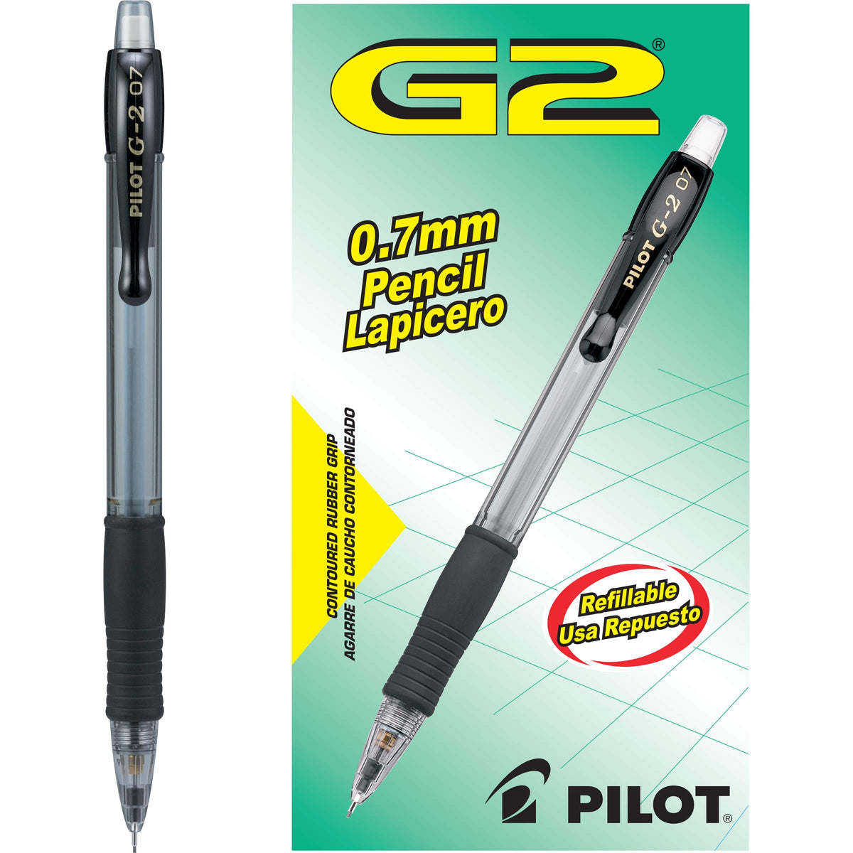 PILOT, G2 Mechanical Pencils, 0.7mm HB Lead, Black Accents, 12 Count (Pack of 12) (51015)