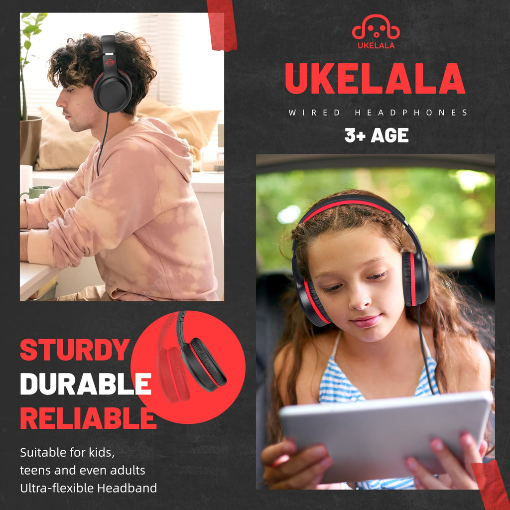 UKELALA U2C Type C Headphones - Black/Red view 3