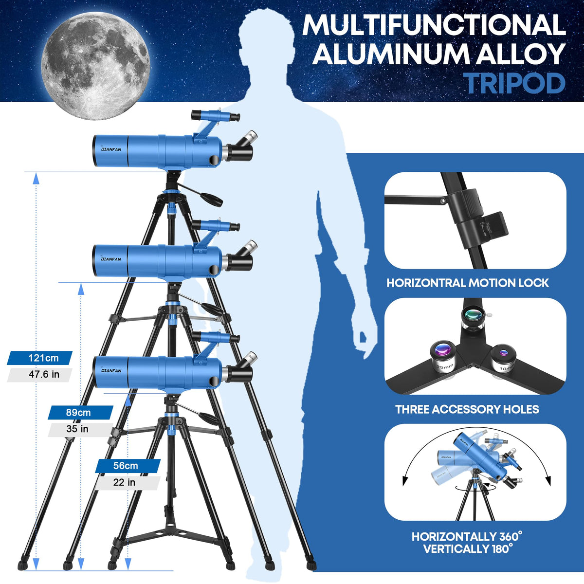 Dianfan Telescope for Kids & Adults, 90mm Aperture 550mm Astronomical Professional (additional view 6)