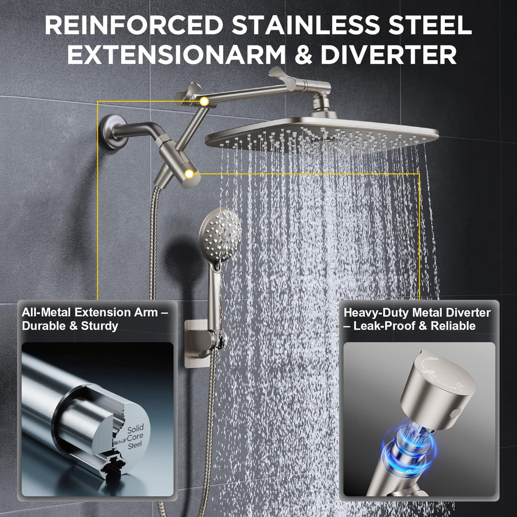 Veken Starlight 11.8" High Pressure Shower Head with Handheld, Easy Install (SHC5V417)
