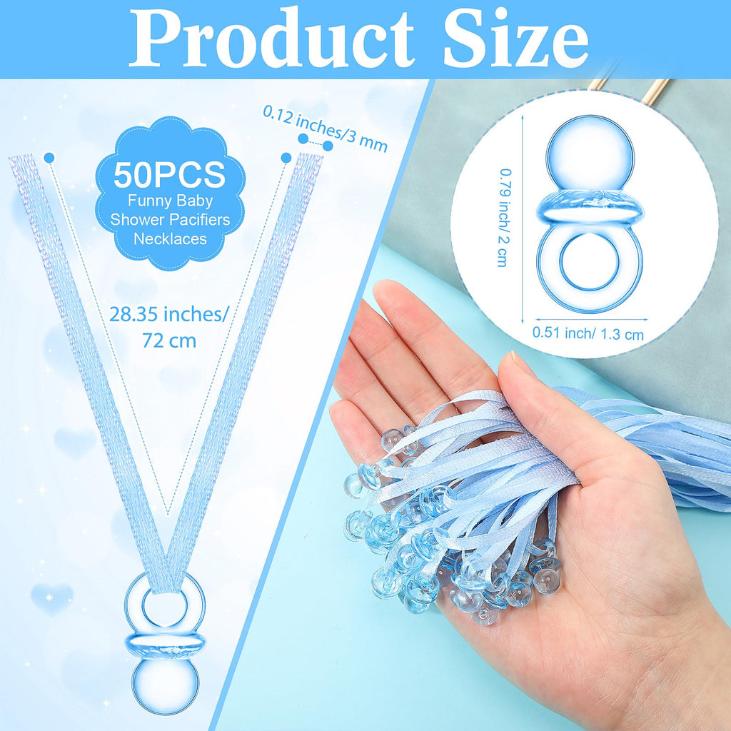 Geetery 51 Pcs Baby Shower Game Pacifier Necklace - Blue / Bee view 2