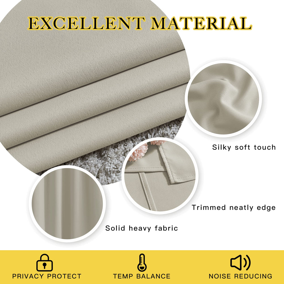 NICETOWN Blackout Kitchen Curtains 45 inch Length - Grommet Thermal Insulated Solid Vertical Drapes Room Darkening (Pack of 2)