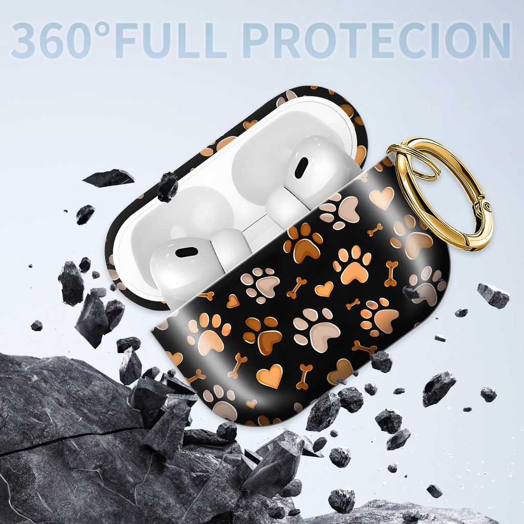Compatible with AirPod PRO 3 2025 Shockproof Drop-Proof Wireless Earbuds Case with Keychain - Dog paw prints view 5