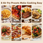 OLIXIS 6.34QT Air Fryer with Window, 8 Food Presets with 400°F Max Heat, 90-Min Timer, Nonstick Dishwasher-Safe Basket