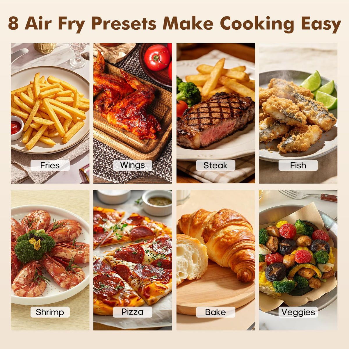 OLIXIS 6.34QT Air Fryer with Window, 8 Food Presets with 400°F Max Heat, 90-Min Timer, Nonstick Dishwasher-Safe Basket