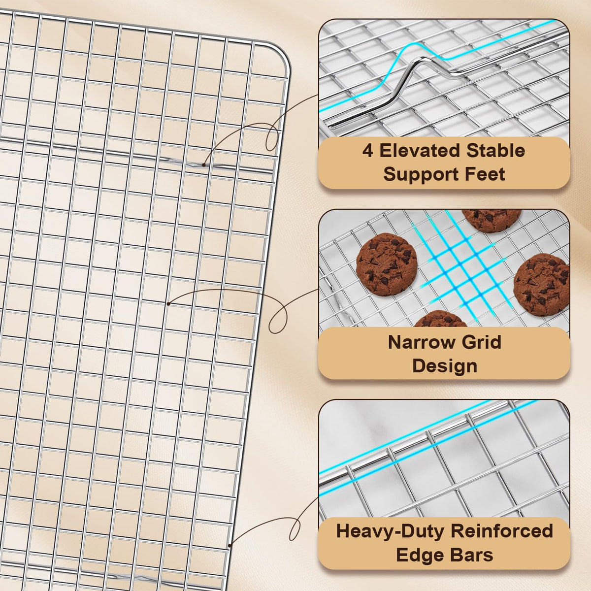 BRIOUT Cooling Rack for Baking - Silver / 8.5"x12"-2PC view 2