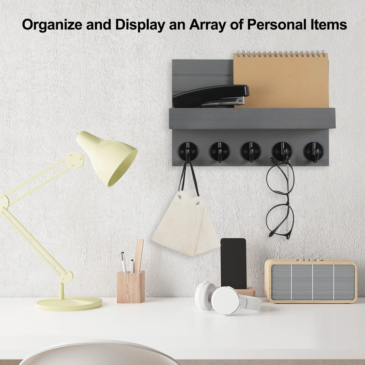 Lwenki Key Holder for Wall, Decorative Key and Mail Holder with Shelf Has Large
