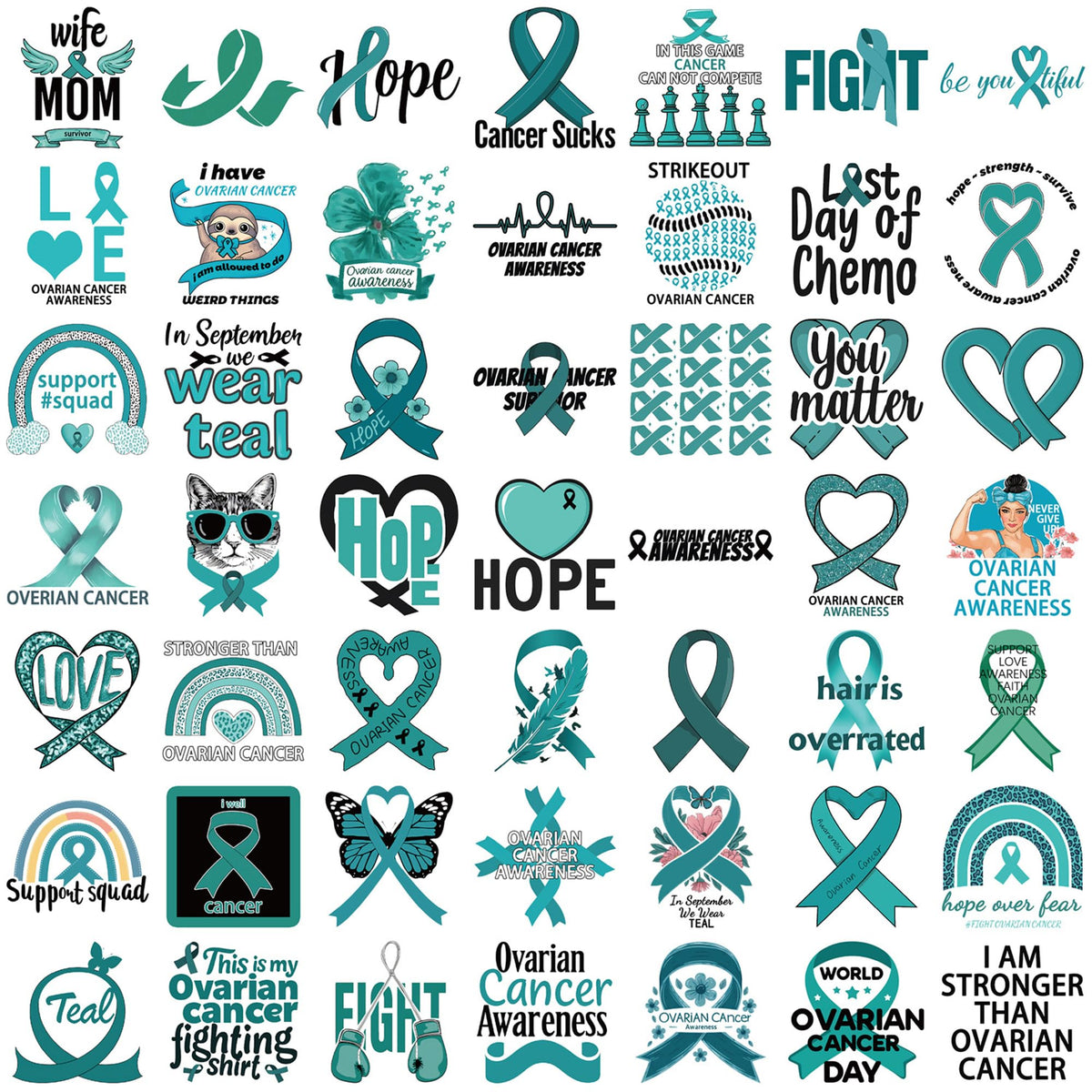 Love and Care Ovarian Cancer Patient Stickers,50PCs,Ovarian Cancer Festival Laptop Decals (additional view 1)