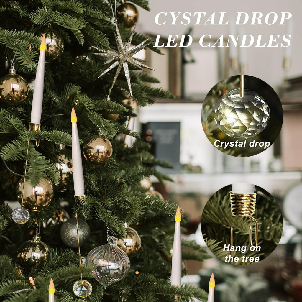 Leejec 10-Pack Christmas Tree Candles, Wand Remote, Crystal Ball Hooks (additional view 6)