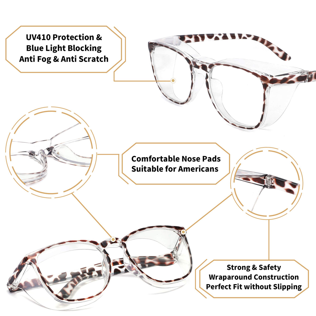 Alsenor Safety Glasses with Anti-Fog, Blue Light Blocking, Anti-Dust, UV Protection - view 4