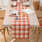AQOTHES Plaid Fall Thanksgiving Table Runner - Orange Light / 13" x 72" view 2