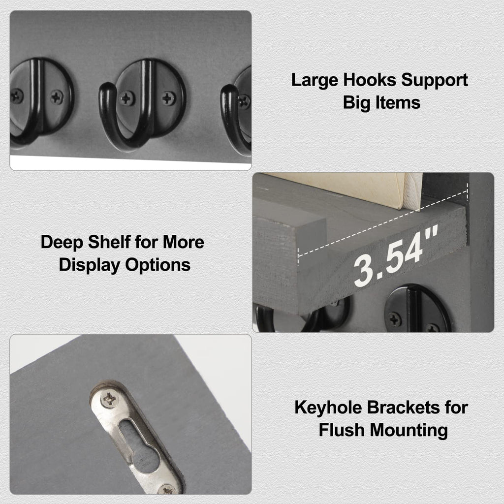 Lwenki Key Holder for Wall, Decorative Key and Mail Holder with Shelf Has Large