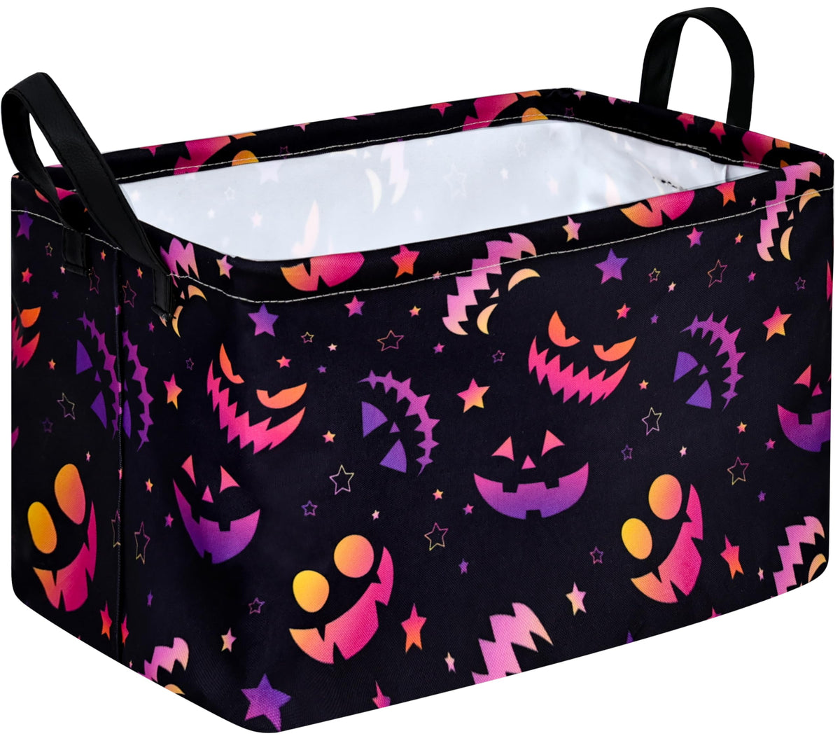HUAYEE Halloween Pumpkin Storage Basket, Collapsible Rectangular Fabric Organizer Bin