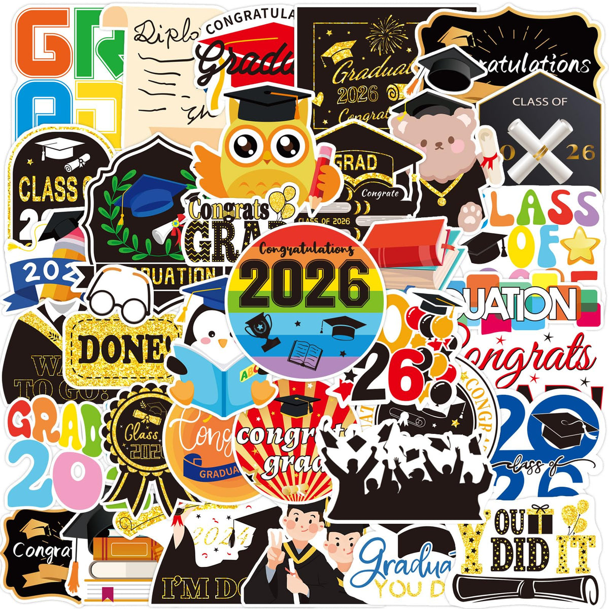 MARFOREVER 200PCS Graduation Stickers 2027 College Grad Stickers