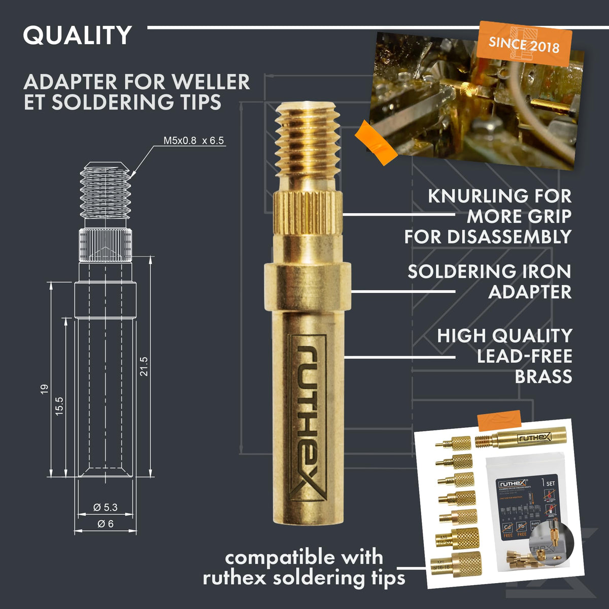 ruthex 2x Soldering Tips adapter for Weller series ET & LT - Soldering Iron tip (additional view 1)